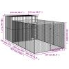 Dog House with Run Light Gray 84.3"x179.9"x71.3" Galvanized Steel