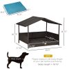 PawHut Wicker Dog House Elevated Raised Rattan Bed for Indoor/Outdoor with Removable Cushion Lounge, Blue