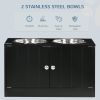 PawHut Magnetic-Door Dog Food Storage Cabinet & Dog Feeding Station, Black