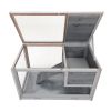 2-story Wooden Rabbit Cage;  Bunny Hutch with Ladder;  Openable Roof and Removable Tray;  Gray