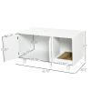 PawHut Wooden Cat Litter Box Enclosure & House, Kitty Hidden Washroom, with End Table Design, Scratcher, & Magnetic Doors, White