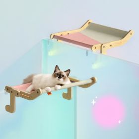 Mewoofun Cat Window Perch 4 Color Wooden Assembly Hanging Bed Cotton Canvas Easy Washable Multi-Ply Plywood New Dropshipping (Color: Pink)